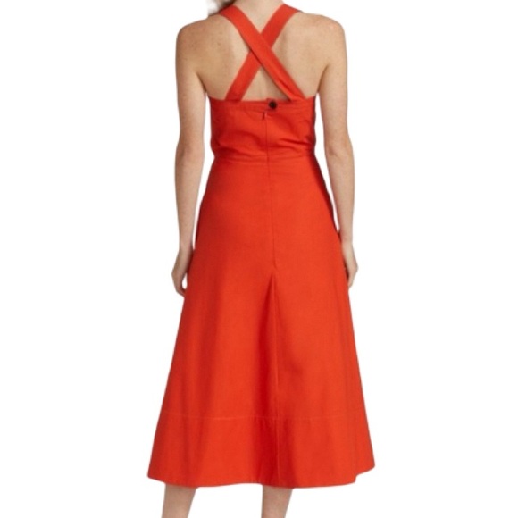 NWT Proenza Schouler Bright Orange Poplin Apron Midi Dress - Sz 2 - Picture 2 of 8